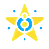 123EAA.eu - logo - yellow star on blue background, with a light blue circle inside it